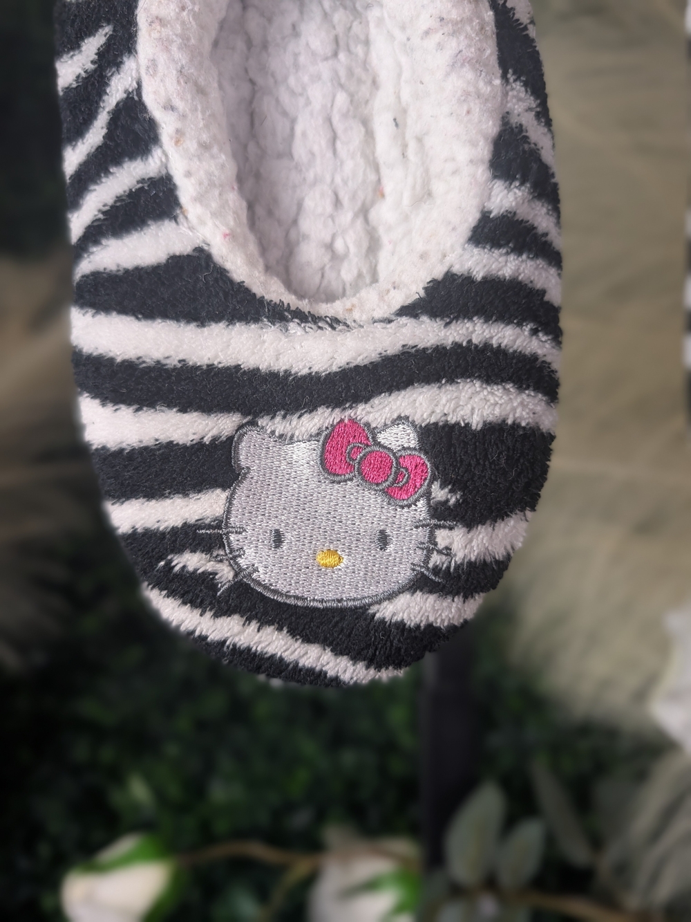 Hello Kitty Black & White Zebra Kids One-Piece Slipper